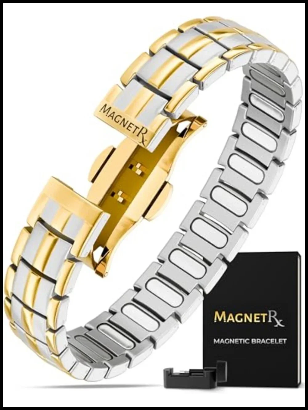 Men's Magnetic Bracelet - EllipseMAX 5,000 Gauss - Premium Titanium, Adjustable